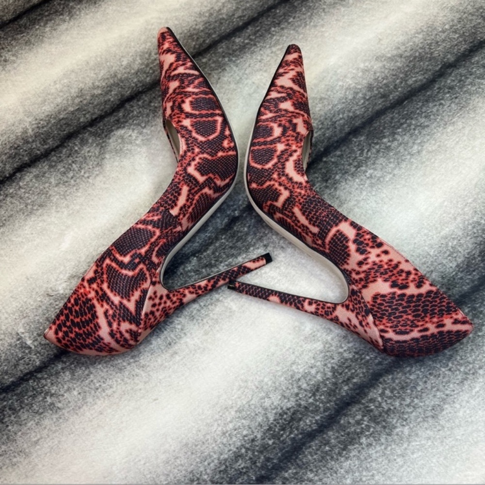 Jimmy Choo Anouk Mandarin Red Mix Snake Printed Fabric Pumps Heels - Picture 5 of 11